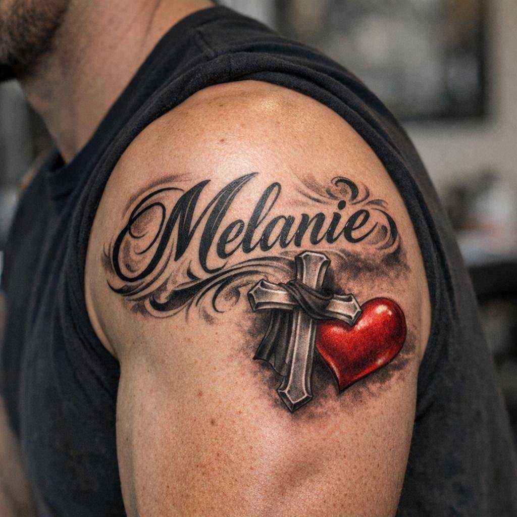 Erstelle ein Bild von einem tätowierten Oberarm ei